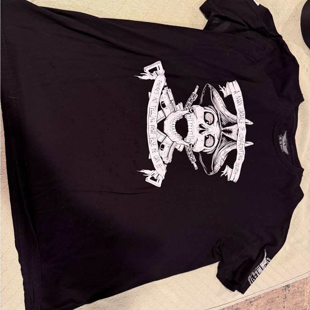 Black Short Sleeve Tee with Geometric Design